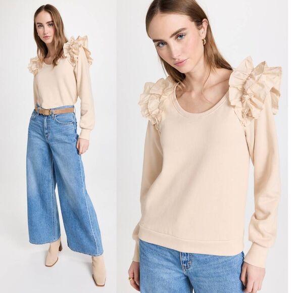 Nation LTD Esther Sweatshirt with Poplin L $225 - Picture 2 of 10